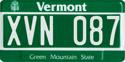 VT license plate XVN087
