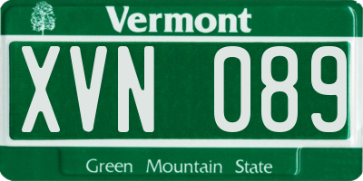 VT license plate XVN089
