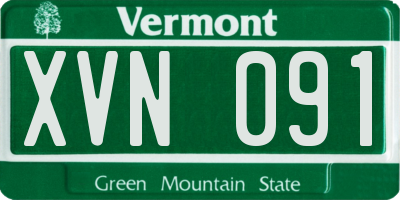 VT license plate XVN091