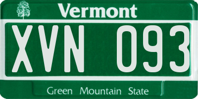 VT license plate XVN093