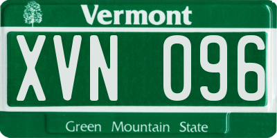 VT license plate XVN096