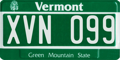 VT license plate XVN099