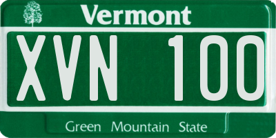 VT license plate XVN100