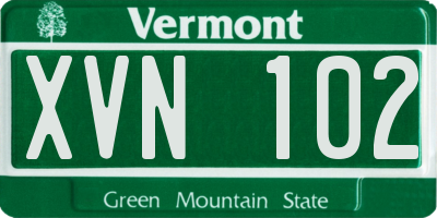 VT license plate XVN102