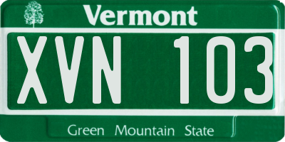 VT license plate XVN103