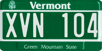 VT license plate XVN104