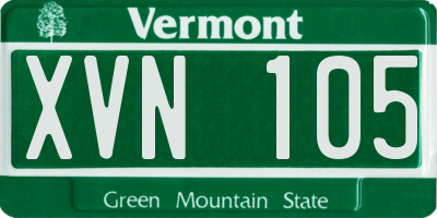VT license plate XVN105