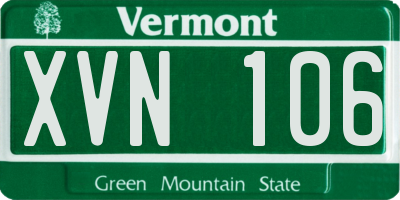 VT license plate XVN106