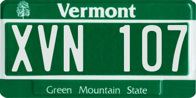 VT license plate XVN107