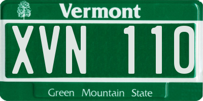 VT license plate XVN110