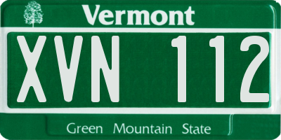VT license plate XVN112