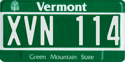 VT license plate XVN114
