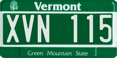 VT license plate XVN115