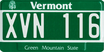 VT license plate XVN116