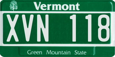 VT license plate XVN118