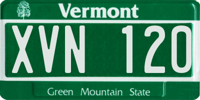 VT license plate XVN120