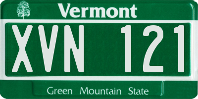 VT license plate XVN121