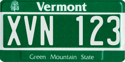 VT license plate XVN123