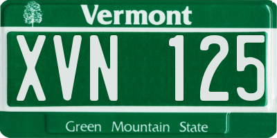 VT license plate XVN125
