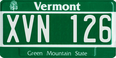 VT license plate XVN126
