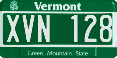 VT license plate XVN128