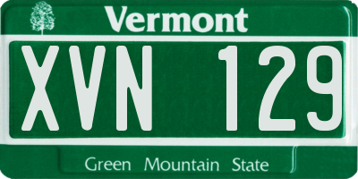 VT license plate XVN129