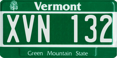 VT license plate XVN132