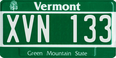VT license plate XVN133