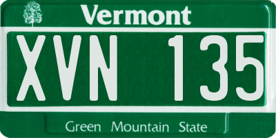 VT license plate XVN135