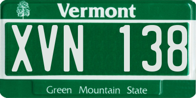 VT license plate XVN138