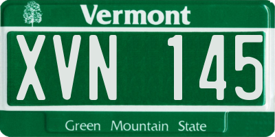VT license plate XVN145