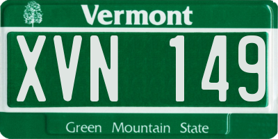 VT license plate XVN149