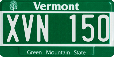 VT license plate XVN150