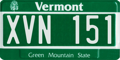 VT license plate XVN151