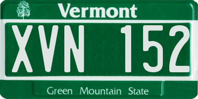 VT license plate XVN152