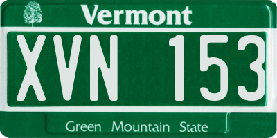 VT license plate XVN153