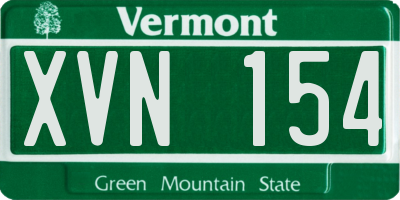VT license plate XVN154