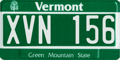 VT license plate XVN156