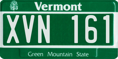VT license plate XVN161