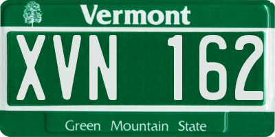 VT license plate XVN162