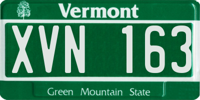 VT license plate XVN163