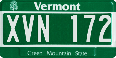 VT license plate XVN172
