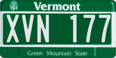 VT license plate XVN177