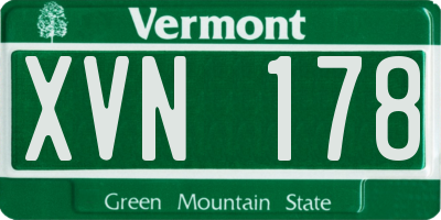 VT license plate XVN178