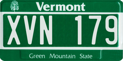 VT license plate XVN179