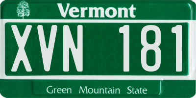 VT license plate XVN181