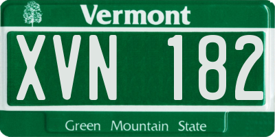 VT license plate XVN182