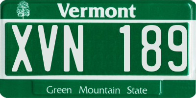 VT license plate XVN189