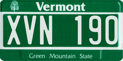 VT license plate XVN190