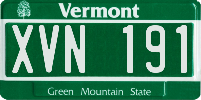 VT license plate XVN191